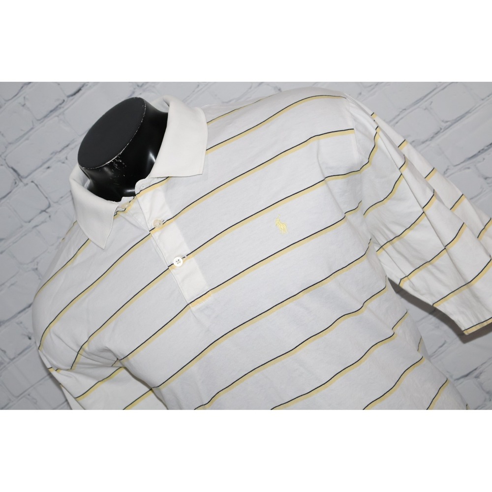 Polo Golf Ralph Lauren Polo Mens XXL White Striped Pima Cotton Short Sleeve **